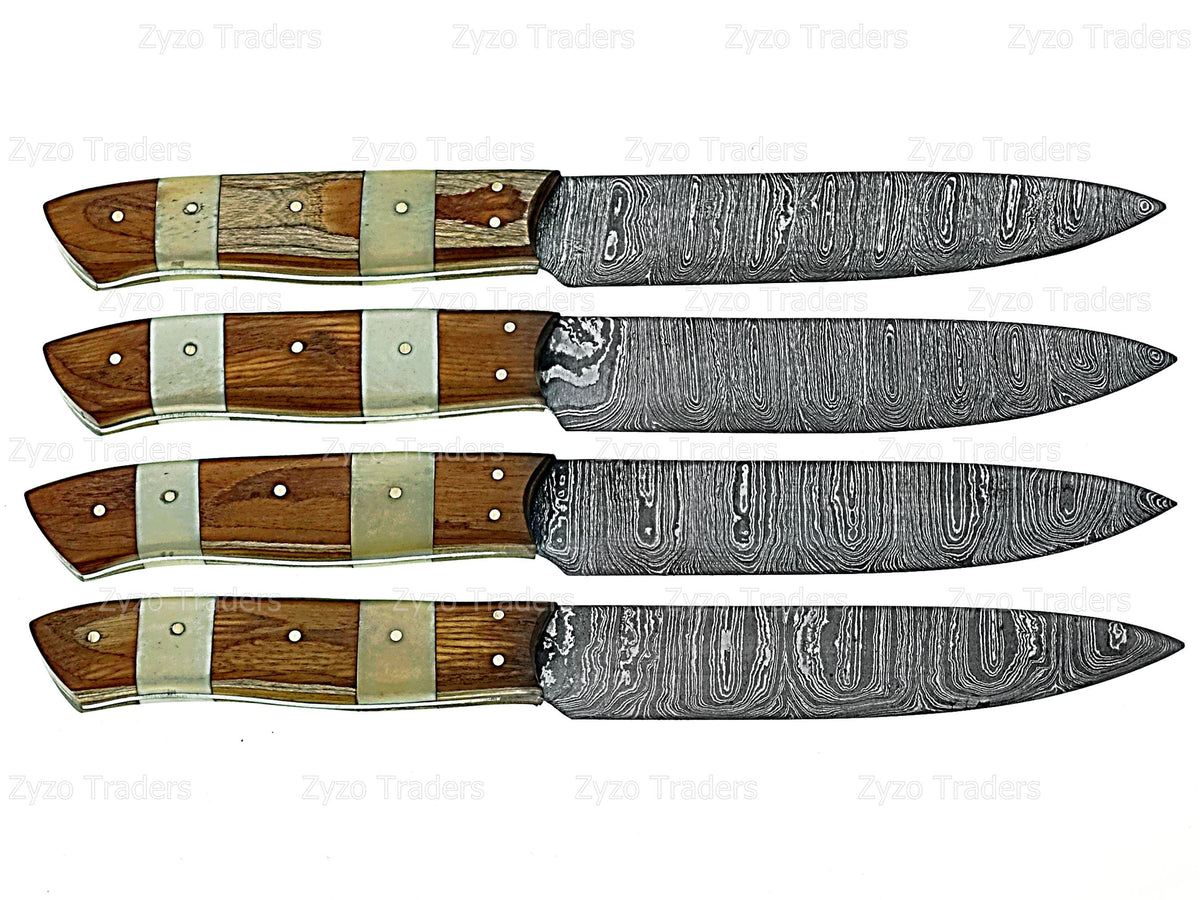 Handmade High Carbon Steel 6 Pcs Steak knives sets for Grilling BBQ