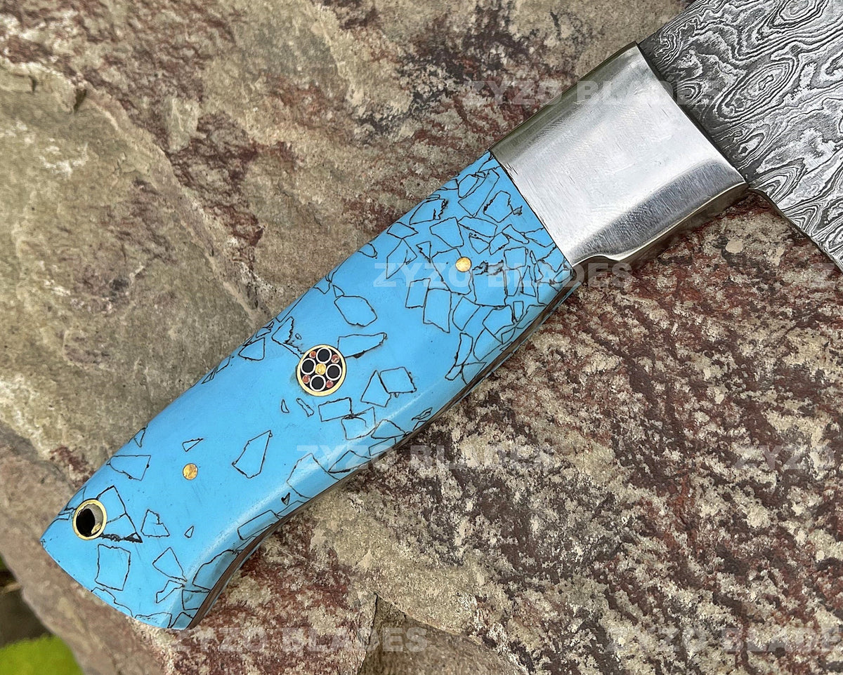 Handmade Damascus Steel Chef Knife: Resin Handle, Forged Blade