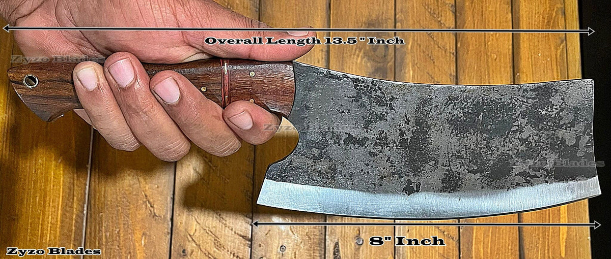 Handmade Damascus Steel Cleaver Knife: Rosewood Handle, Butcher Knife