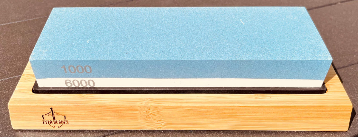 Whetstone Knife Sharpening Stone Kit: 1000/6000 Grit, Bamboo Base