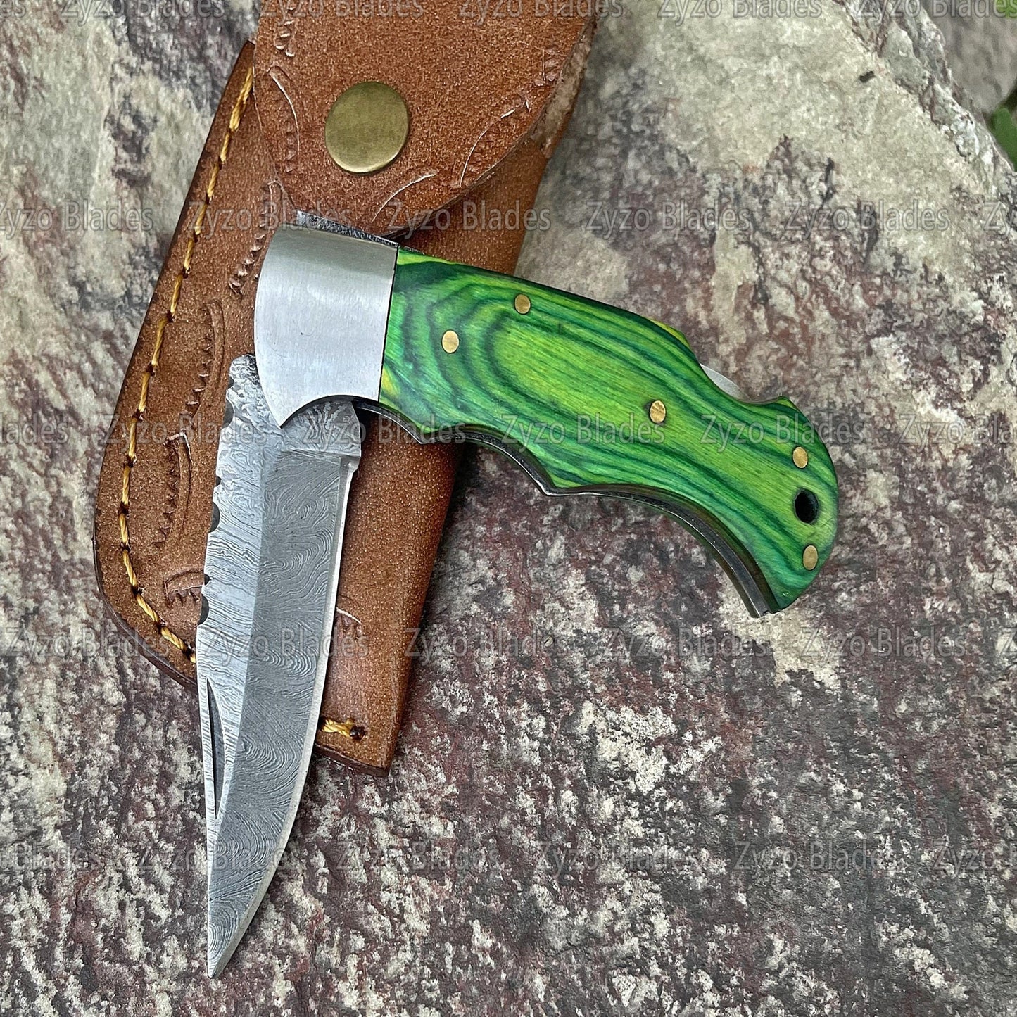 Damascus Steel Pocket Folding Knife