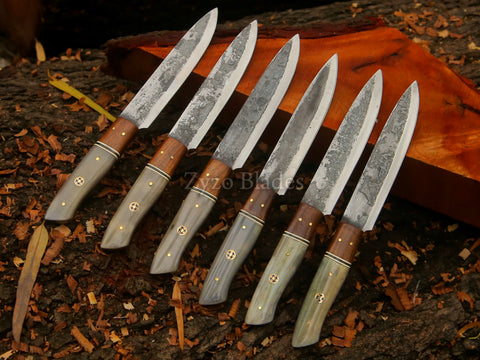 6 Piece High Carbon Steak Knife Set handmade ZYZO Blades