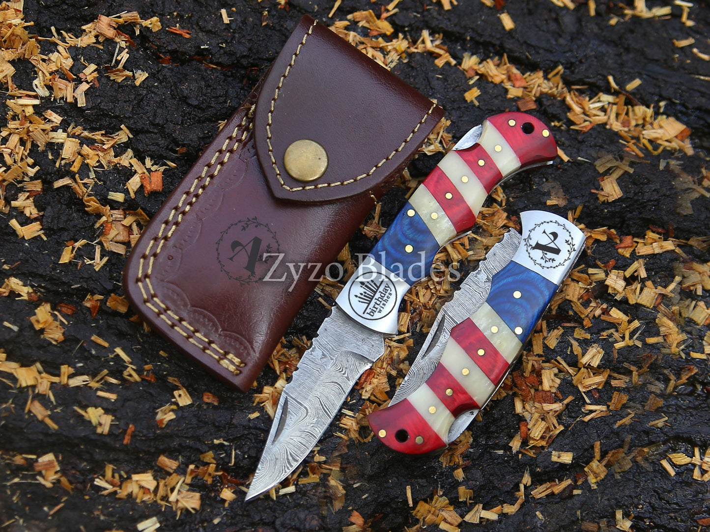 Pocket Folding Knife American Flag Handle