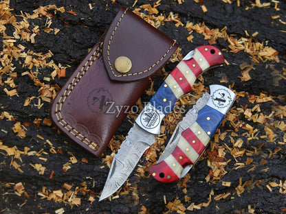 Pocket Folding Knife American Flag Handle