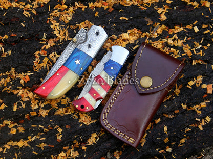 Pocket Folding Knife American Flag Handle