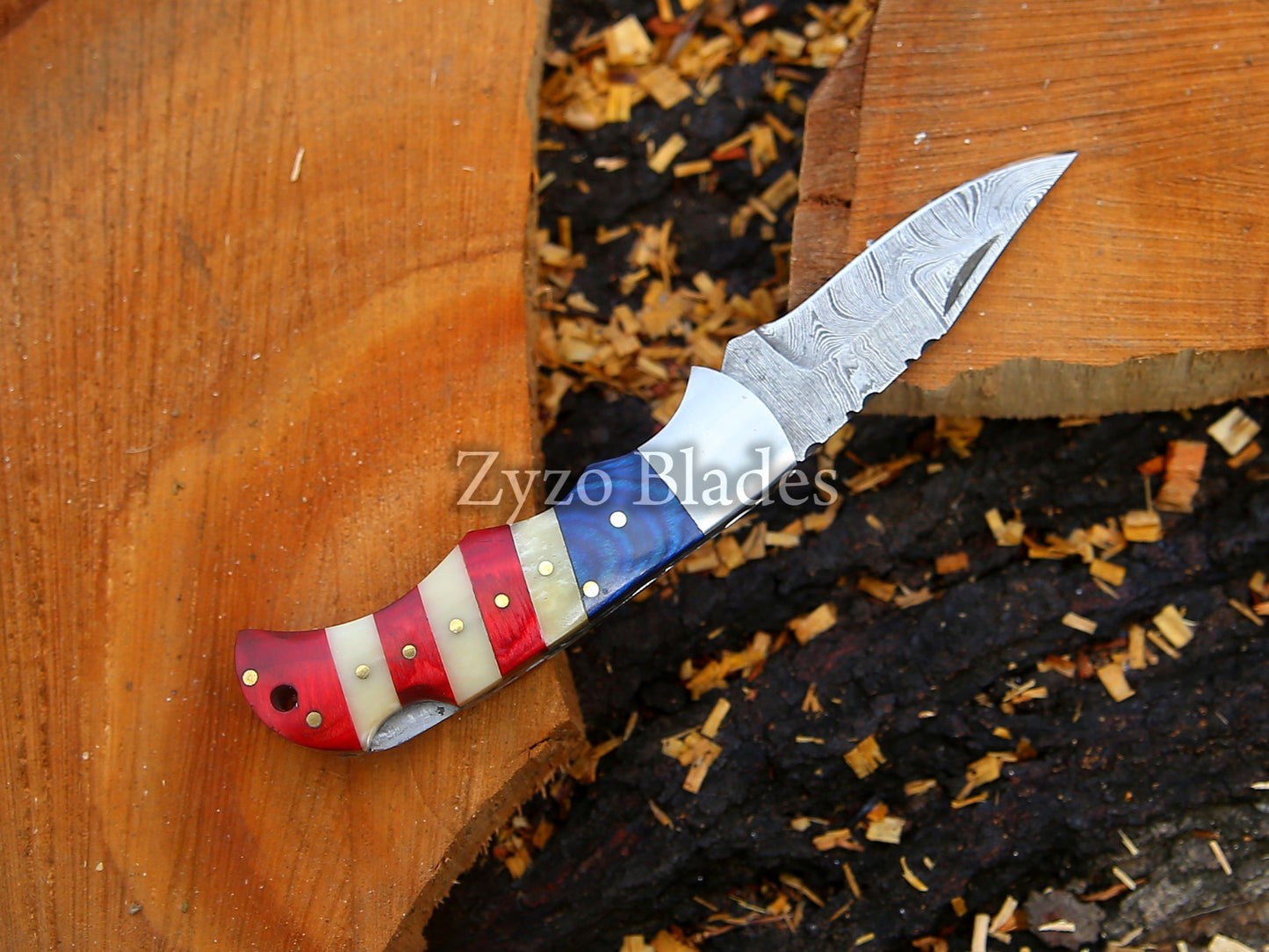 Pocket Folding Knife American Flag Handle