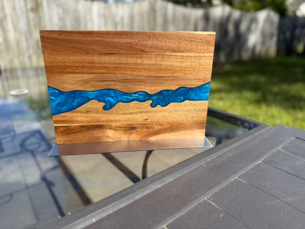 Personalized Acacia Wood Magnetic Kitchen Knife Block with Resin Decor
