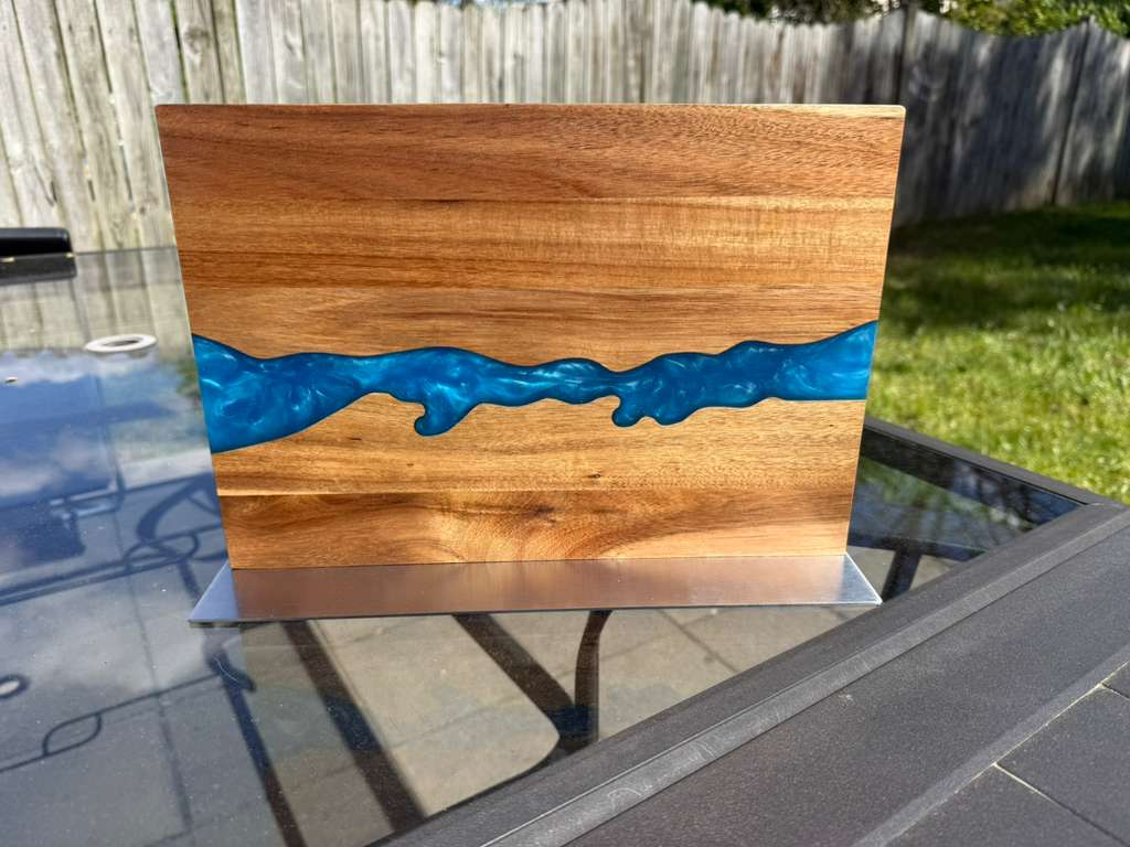 Personalized Acacia Wood Magnetic Kitchen Knife Block with Resin Decor