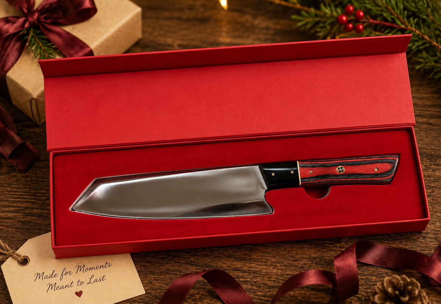 Japanese Santoku Style Chef Kitchen Knife - Hand Forged Stainless Steel Chef Knife