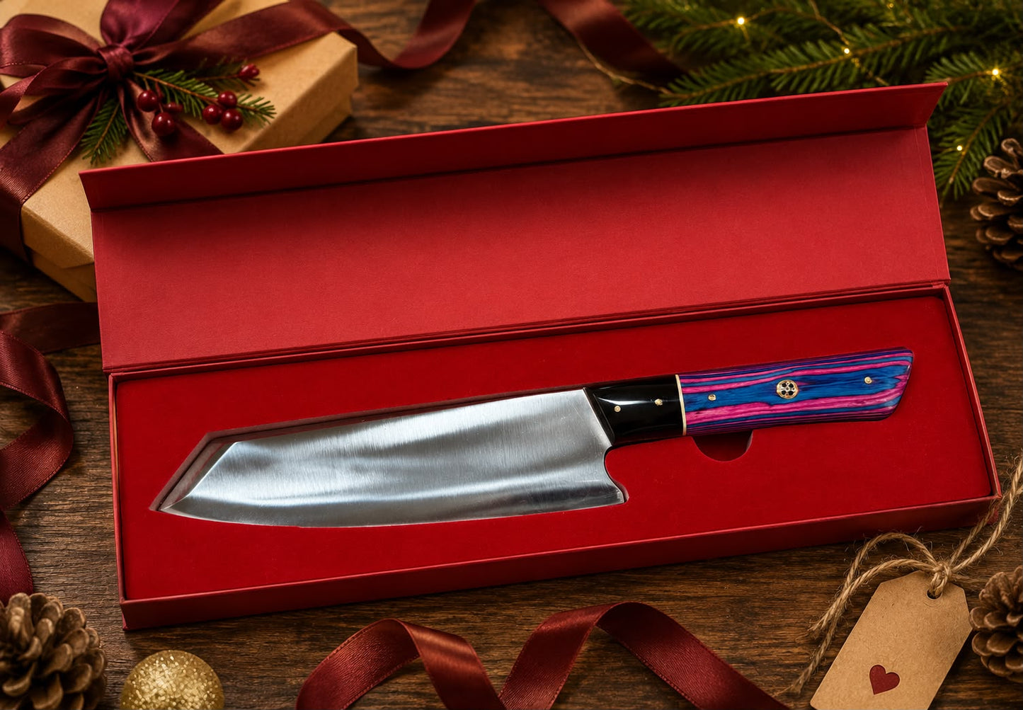 Japanese Santoku Style Chef Kitchen Knife - Hand Forged Stainless Steel Chef Knife