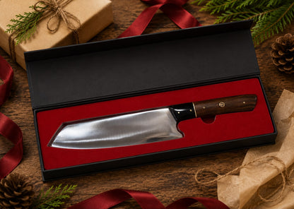 Japanese Santoku Style Chef Kitchen Knife - Hand Forged Stainless Steel Chef Knife