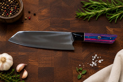 Japanese Santoku Style Chef Kitchen Knife - Hand Forged Stainless Steel Chef Knife