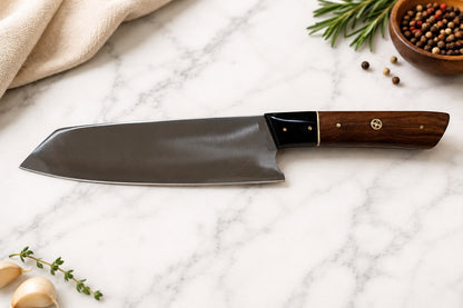 Japanese Santoku Style Chef Kitchen Knife - Hand Forged Stainless Steel Chef Knife