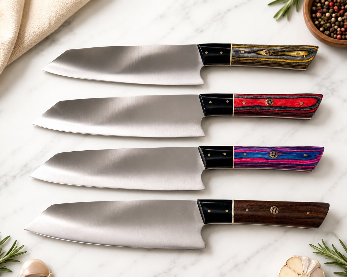 Japanese Santoku Style Chef Kitchen Knife - Hand Forged Stainless Steel Chef Knife