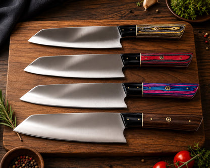 Japanese Santoku Style Chef Kitchen Knife - Hand Forged Stainless Steel Chef Knife