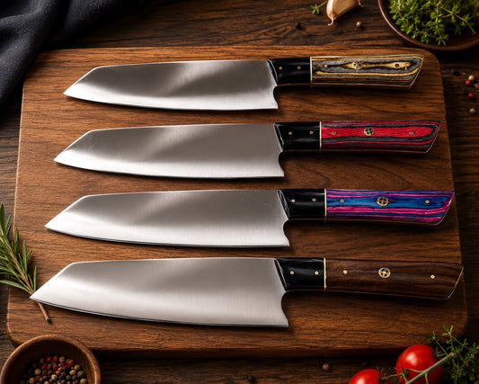Japanese Santoku Style Chef Kitchen Knife - Hand Forged Stainless Steel Chef Knife