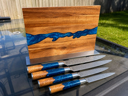 Handcrafted Damascus Steel Steak Knife Set in Resin Handle
