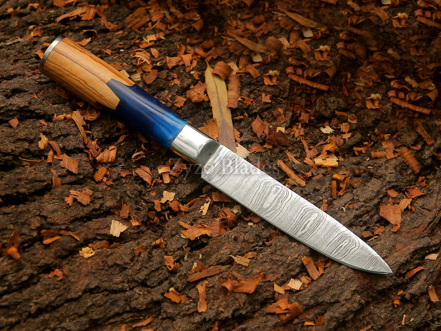 6 Pcs Damascus Steel Steak Knife Set Fully Handcrafted Round Handle