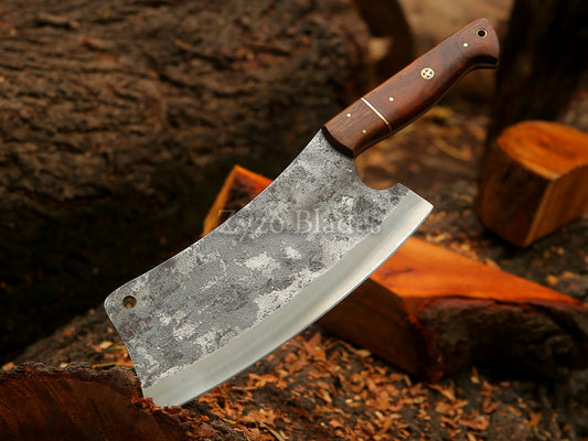 High Carbon Steel - Solid Rose Wood 12" Hand forged Cleaver