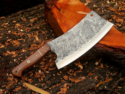 High Carbon Steel - Solid Rose Wood 12" Hand forged Cleaver