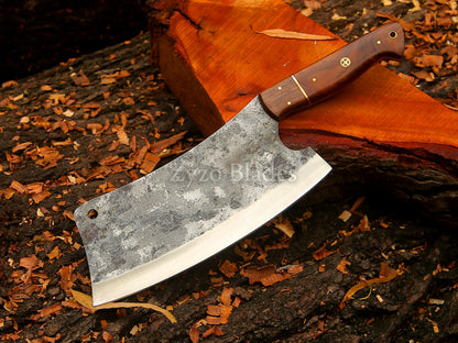 High Carbon Steel - Solid Rose Wood 12" Hand forged Cleaver