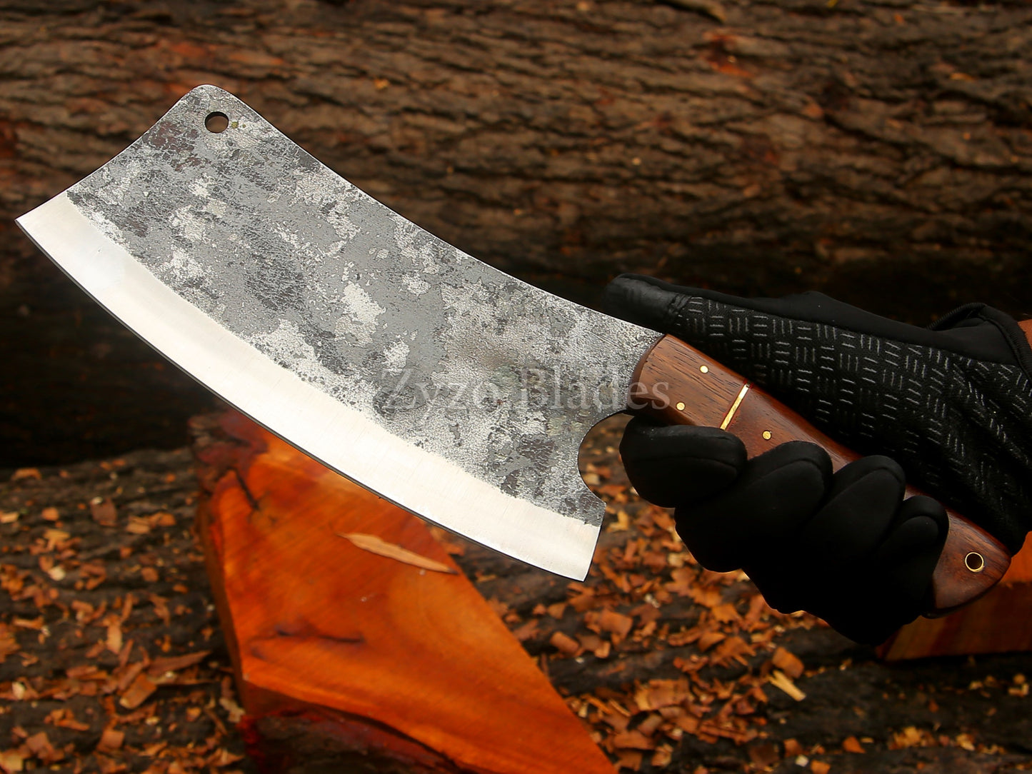 High Carbon Steel - Solid Rose Wood 12" Hand forged Cleaver