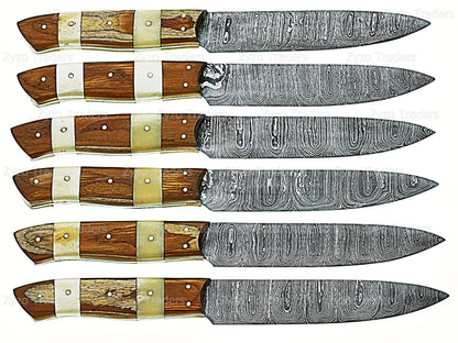 Handmade High Carbon Steel 6 Pcs Steak knives sets for Grilling BBQ