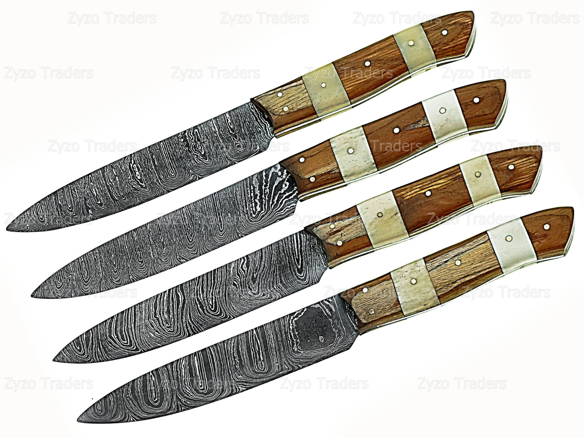 Handmade High Carbon Steel 6 Pcs Steak knives sets for Grilling BBQ