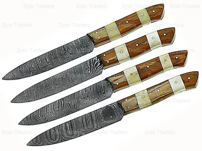 Handmade High Carbon Steel 6 Pcs Steak knives sets for Grilling BBQ
