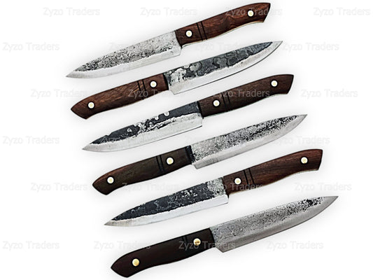 6 Pcs Hand Forged High Carbon Steel Steak Knives set for BBQ