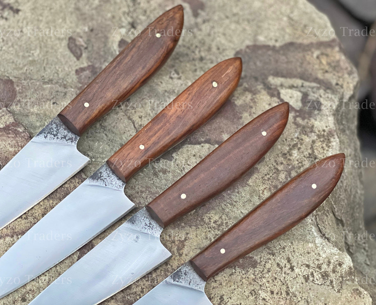 4 Pcs Custom Steak Knives Set for Bbq Grilling Cutting Sharp edge Elegant Knife