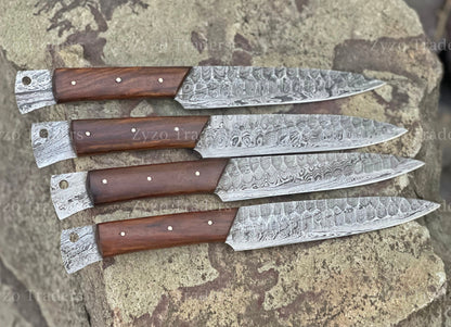 Custom Handmade Damascus Steel 4 piece Steak Knives Set