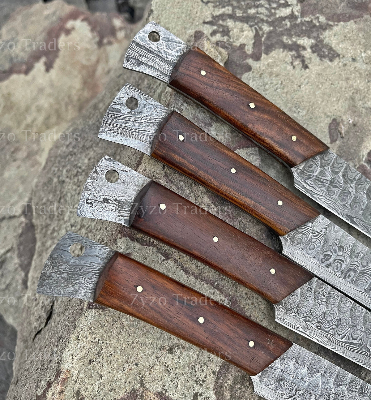 Custom Handmade Damascus Steel 4 piece Steak Knives Set