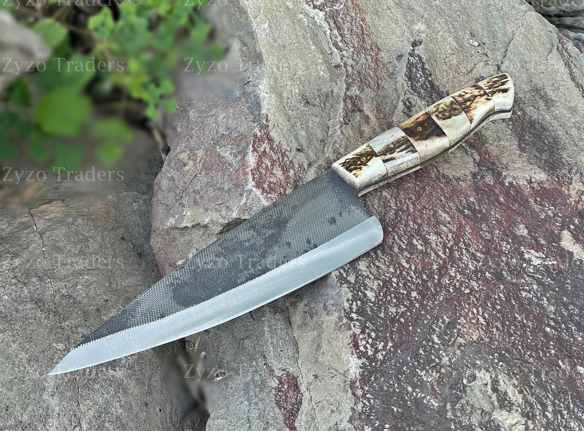 Stag Antler Handle Personalized Handcrafted -Razor Sharp Damascus Steel