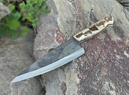 Stag Antler Handle Personalized Handcrafted -Razor Sharp Damascus Steel