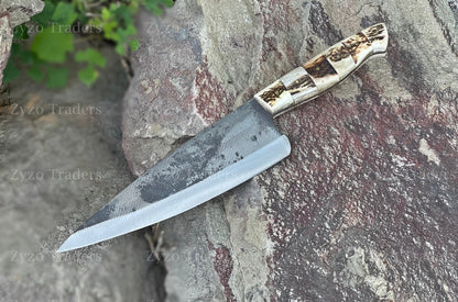 Stag Antler Handle Personalized Handcrafted -Razor Sharp Damascus Steel
