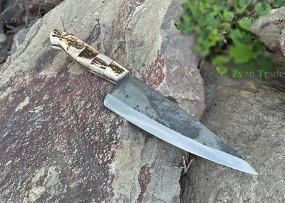 Stag Antler Handle Personalized Handcrafted -Razor Sharp Damascus Steel