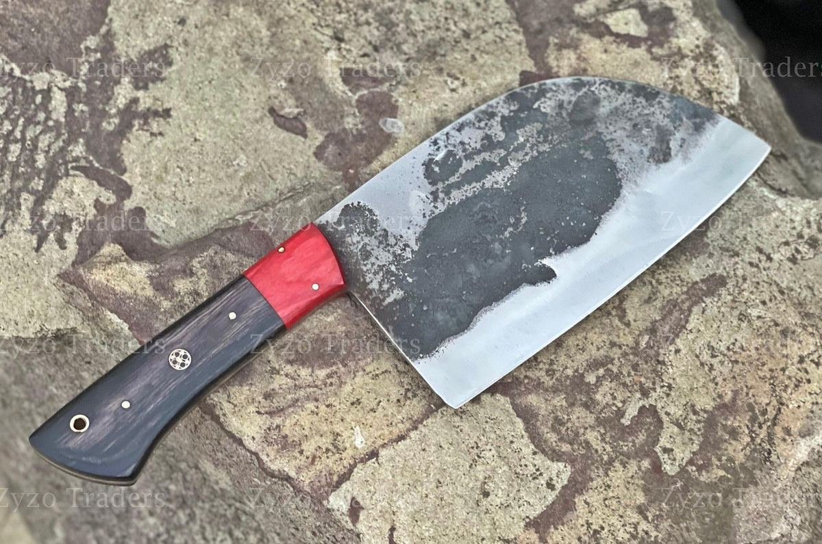 Hand-Forged 7" Serbian Cleaver Professional Chef Butcher Knife for Kitchen, BBQ & Outdoor Cooking