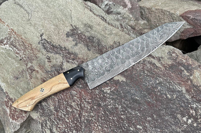 13" Chef Knife Damascus Steel Forged Blade - Personalized