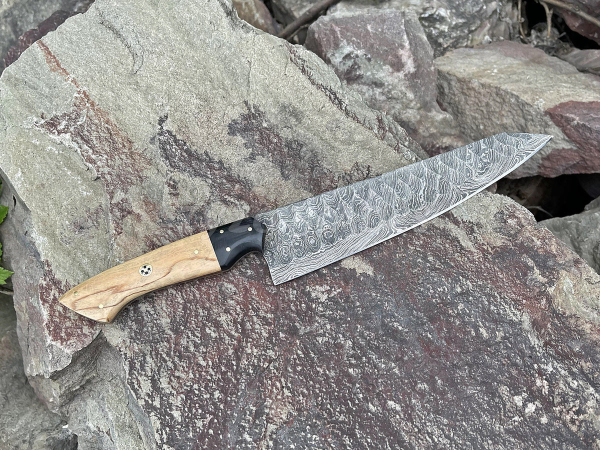 13" Chef Knife Damascus Steel Forged Blade - Personalized