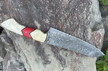 Damascus Steel Custom Chef Knife Fully Hand Forged - Bone Handle