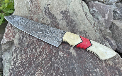 Damascus Steel Custom Chef Knife Fully Hand Forged - Bone Handle