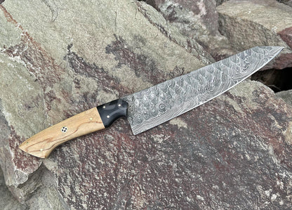 13" Chef Knife Damascus Steel Forged Blade - Personalized