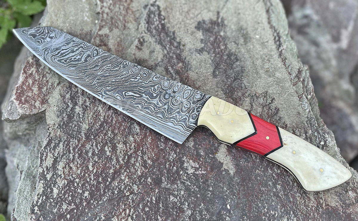 Damascus Steel Custom Chef Knife Fully Hand Forged - Bone Handle