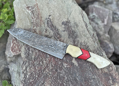 Damascus Steel Custom Chef Knife Fully Hand Forged - Bone Handle