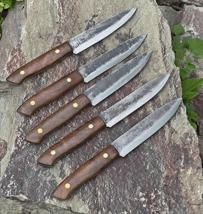 Handmade Damascus Steel Steak Knives Set: Rosewood Handle, BBQ Grilling