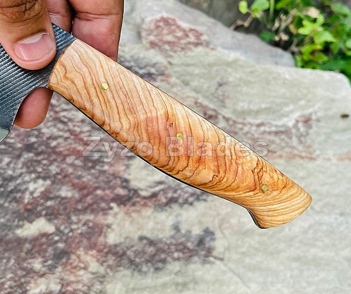 Hand Forged Chef Knife: 1095 High Carbon & 15n20 Steel, Kao Wood Handle