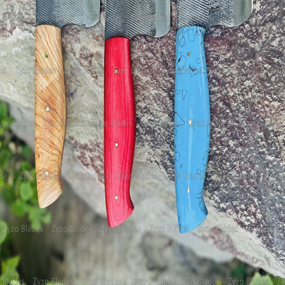 Hand Forged Damascus Chef Knife: Full Tang, Paka Wood Handle
