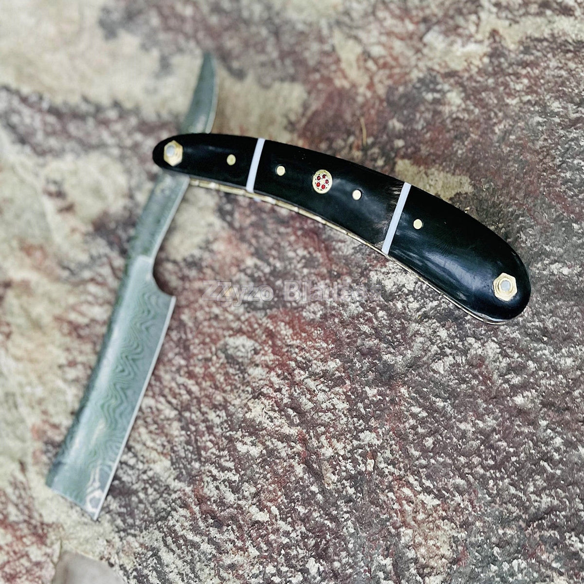 Straight Razor Black Handle Custom Hand Forged Stainless Steel Damascus Traditional Shaving Tools