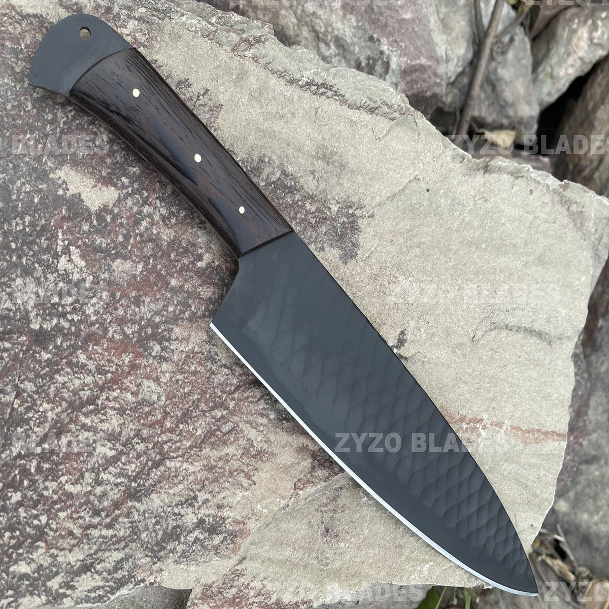 Handmade Damascus Chef Knife: Forged High Carbon Steel, Wenge Wood Handle